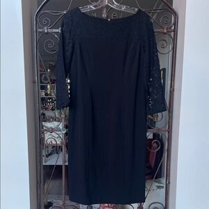 Talbots Black Lace Long Sleeve Dress